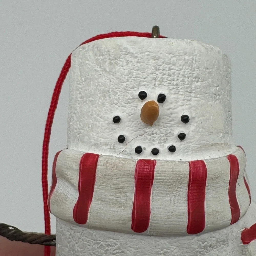 Vtg The Original Smores Marshmallow Snowman Ornament Midwest Christmas Hot Cocoa